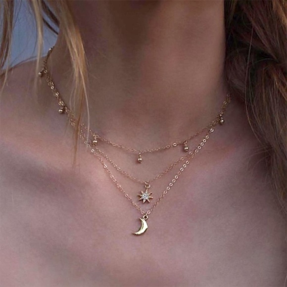 Urban Outfitters Jewelry - Dainty Layered Sun and Moon Necklace